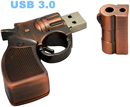 WooTeck 128GB Metal Revolver Pistol Gun Shape USB 3.0 Flash Drive Pen Drive Memory Stick Copper