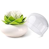 MelonBoat Lotus Cotton Swab Holder, Small Q-tips Toothpicks Storage Organizer, Green