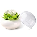 MelonBoat Lotus Cotton Swab Holder, Small Q-tips Toothpicks Storage Organizer, Green