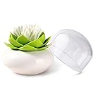 MelonBoat Lotus Cotton Swab Holder, Small Q-tips Toothpicks Storage Organizer, Green