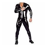 YiZYiF Men's Sexy Wet Look PVC Leather Long Sleeves Catsuit Bodysuits