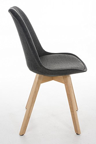 CLP-Sedia-Visitatore-Borneo-Imbottita-in-Tessuto-I-Sedia-Pranzo-4-Gambe-in-Legno-I-Sedia-Tulip-Design-rtro-con-Schienale-I-Sedia-Soggiorno-Grigio-Scuro-Telaio-Natura