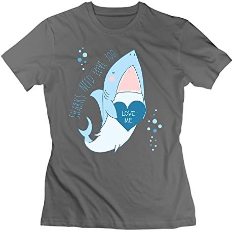 Erjran Shark Need Love Too Women's Soft Short Sleeve T Shirt Color DeepHeather Size S