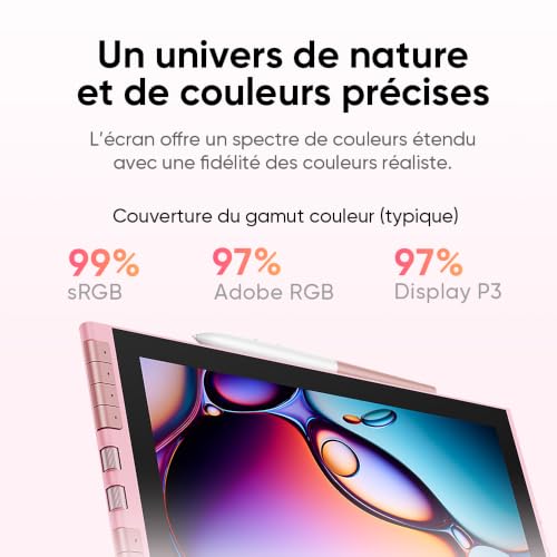 XPPen Artist 12 3rd Tablette Graphique avec Écran 11.9 Pouces - Rose | X4 Stylet Avancé | 16384 Niveaux | Écran Anti-reflet | Portable et Léger | Compatible Multi-systèmes | Design Rose Élégant