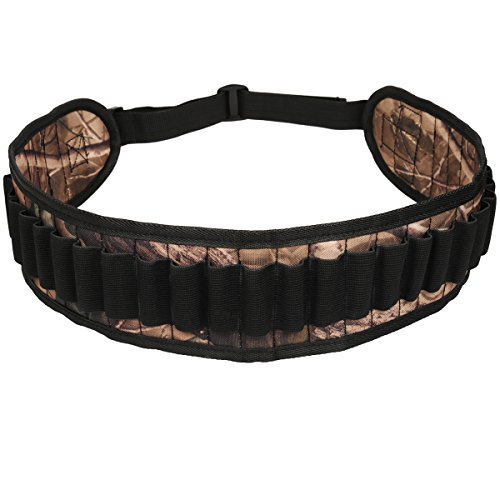 30 Rounds Shotgun Shell Holder Belt,Tactical Shooting Gun Bullet Belt Pouch, Waterproof Canvas Cartridge Ammunition Belt, Shotgun Ammo Bandolier Holder Belt (Brown Bush)