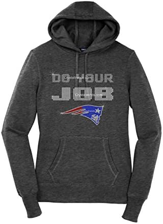 Personalize bling rhinestone ''Do Your Job Patriots" Sport-Tek Ladies Pullover Hooded Sweatshirt.ndk2147