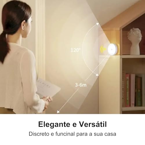 Combo 3 Luminárias, com Sensor de Presença, Recarregável, Luminária Sensor de Movimento