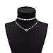 Boosic Layered Necklace Dainty Silver Tone Chokers Chain Necklace for Women