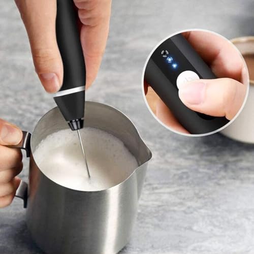 Mixer Recarregável USB Portátil Elétrico, batedor misturador para cozinha e escritório, prepare shake, vitamina e café em segundos, uso fácil, bateria interna de longa duração sem fio com 3 Acessórios