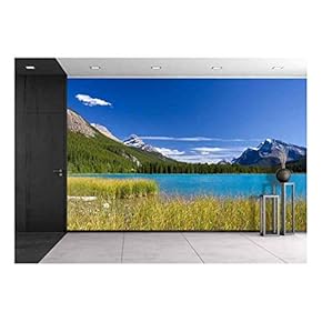 Beautiful Canadian Landscape: Lake with Turquoise Blue Water - Removable Wall Mural | Self-Adhesive Large Wallpaper - 66x96 inches