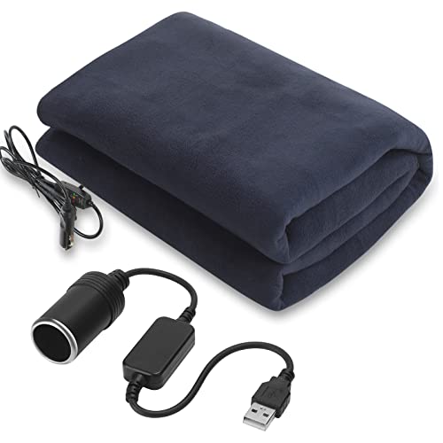 electric blanket with cigarette lighter plug Tuanse 58 x 43 Inches 12 Volt Heated Car Blanket Plug in Portable Car  Electric Blanket with Cigarette Lighter, Temperature Controller and Storage  Bag for Rv Truck Traveling(Navy Blue,Blank) in Dubai -