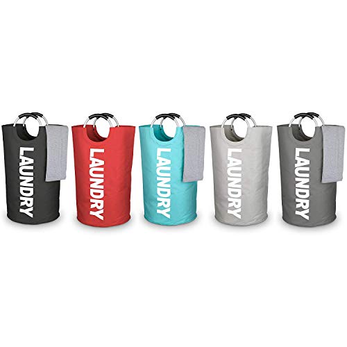 STAR HOME Laundry Baskets Storage Bin Washing Baskets Laundry Bags with Handles Collapsible Fabric Laundry Hamper in 5 Colors (RED)