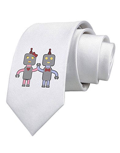 TooLoud Cute Robot Love Printed White Neck Tie