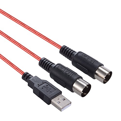 USB MIDI Cable Interface Midi to USB IN-OUT Cable Converter for Mac PC Laptop to Music Piano Keyboard 6.5Ft