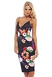 AX Paris Women's Strappy Floral Midi Bodyconblack Dress(Black Multi Flower, Size:4)
