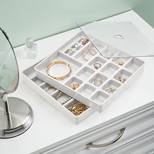 mDesign Stackable Plastic Storage Jewelry Box 2 Organizer Trays with