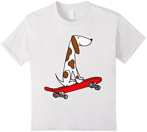 Kids Smilealottees Funny Hound Dog on Skateboard T-shirt 12 White