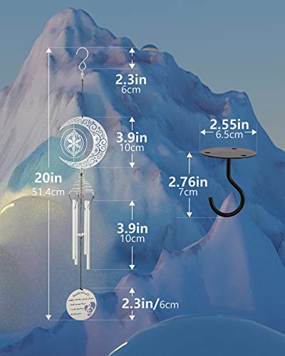 20 Inch Memorial Wind Chimes for Loss of Loved One, Sympathy Wind Chimes of Moon and Star, Memorial Gifts, Unique Gratitude Gifts/Appreciation Gifts/Thank You Gifts for Family/Friends/Colleagues