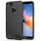 Honor 7x Case, Huawei Mate SE Case, OMOTON Slim Anti-Scratch Protective Phone Case with High Impact Protection, Dual Layers and Non-slip Design for Huawei Honor 7x, Huawei Mate SE 5.93 inch, Black