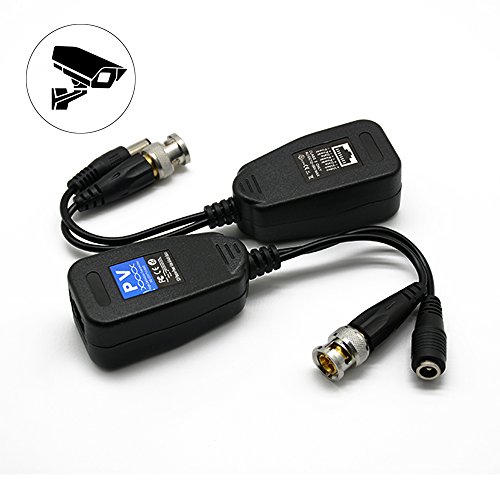 Video Balun, TYUMEN HD-CVI/TVI/AHD UTP Passive Video Balun with DC Power Connector and RJ45 UTP CAT5e/Cat6 Transmitter/Receiver, Including Lighting Protection, 1 Pair