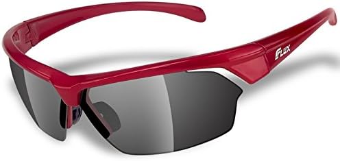 Flux CA158 Polarized Sports Sunglasses for Man or Woman Cycling Fishing Golf … (Gloss Red, Grey)