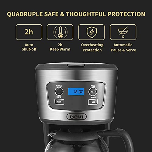 Gevi Coffee Maker, 5 Cups Small Programmable Coffee Machine with