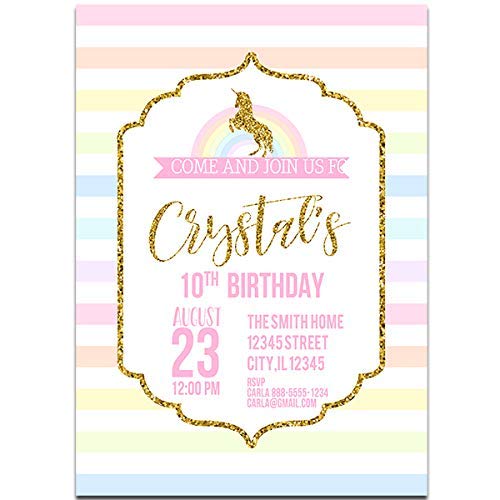 Amazon Com Pastel Unicorn Birthday Party Invitations Handmade