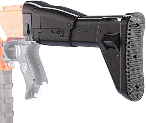 Searchyou Worker F10555 Folding Stock with Worker Stock Adaptor for Nerf N-strike Elite Series and Nerf Modulus Series - (Black)