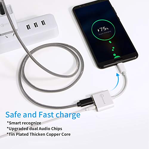USB C to 3.5mm Headphone Charge Adapter Compatible for Pixel 2/2XL/3/3XL, iPad Pro 2018, HTC, Essential Phone and More