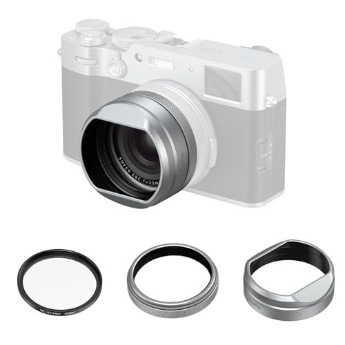 SMALLRIG Filtro UV con kit de parasol para FUJIFILM X100VI / X100V, filtro UV con 99 % de transmisión de luz, antirreflejos y anti-efecto fantasma, parasol de aleación de aluminio, color plata - 5851