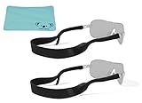 Croakies Original Neoprene Eyewear Retainer Sunglass Strap Band | Eyeglass & Sports Glasses Holder Keeper Lanyard | 2pk Bundle + Cloth