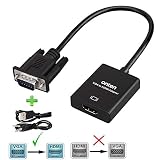 VGA to HDMI, Onten 1080P VGA to HDMI Adapter (Male to Female) for Computer, Desktop, Laptop, PC, Monitor, Projector, HDTV with Audio Cable and USB Cable (Black)