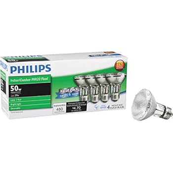 Philips PAR20 Halogen Floodlight Light Bulb - 4 Pack