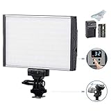 TOLIFO PT-15B LED Video Light Panel with F550 Battery Kit, Ultra-thin Dimmable Studio Photography Lighting for Canon Nikon Sony Camera Camcorder, Bi-Co 3200K-5600K Aluminum Alloy
