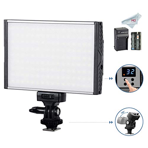 TOLIFO PT-15B LED Video Light Panel with F550 Battery Kit, Ultra-thin Dimmable Studio Photography Lighting for Canon Nikon Sony Camera Camcorder, Bi-Co 3200K-5600K Aluminum Alloy