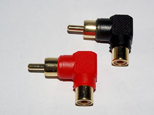 Sound Cables Right Angle Phono Socket to Plug Adaptors 1 Red 1 Black (pack of 2 adaptors)