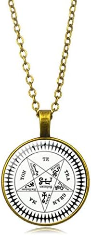 RQZQ Necklace Supernatural Pentacle Hebrew Charm Pentagram Pendant Statement Necklace Men Star Amulet Chain Talisman Necklaces
