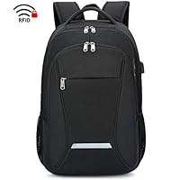 XQXA Laptop Backpack, Travel Business Backpack for Men & Women with USB Charging Port, Water Resistant Anti Theft School College Computer Back Pack Bag Fits Up to 17 Inch Notebook - Black