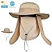 LCZTN UPF 50+ Sun Protection Cap Wide Brim Fishing Hat with Face & Neck Flap Khaki