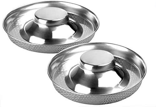 King International Stainless Steel Hammered Dog Bowl 2 Puppy Litter Food Feeding Weaning Silver Stainless Dog Bowl Dish Large Dogs, Pets Feeder Bowl and Water Bowl Perfect Choice