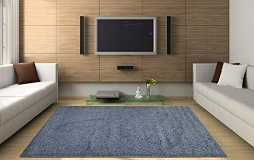 SavaHome 1063-LBLUE Solid Light Blue Shag Area Rug (5' x 7') Contemporary Livingroom and Bedroom Soft Shaggy Solid Color Area Rug