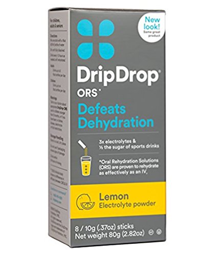 DripDrop ORS Electrolyte Hydration Powder Sticks, Lemon, 10g, 8 Count (Pack of 7)