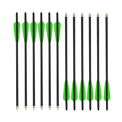 MILAEM 12 Pack Crossbow Carbon Arrows 16" 17" 18" 20" 22" Lightweight Crossbow Bolt Fletched 4 Inch Vane with Replaced 3 Blade Broadheads (Green and Black 3, 16 inch) - Thumbnail 6