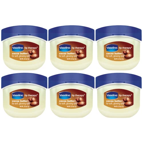 Vaseline Lip Therapy Cocoa Butter 6-Pack – Mini Lip Balms for Soft, Glowing Lips, 0.25 Oz Ea