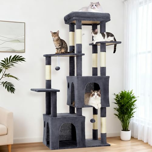 Garvee 61" Multi-Level Cat Tree for Indoor Cats, Heavy-Duty Tower for Large Adu…