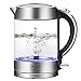 IKICH Electric Kettle, 1.7L Big Electric Kettle ,1500W Quick-Boil Cordless Glass Electric Kettle,BPA-Free Coffee Teapot,LED Anti-Drying Protection, Stainless SteelInner Lid, Brewing Coffee and Tea.