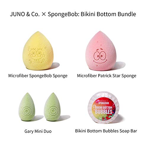 JUNO × SpongeBob Bikini Bottom Bundle, Microfiber Velvet Beauty Sponge