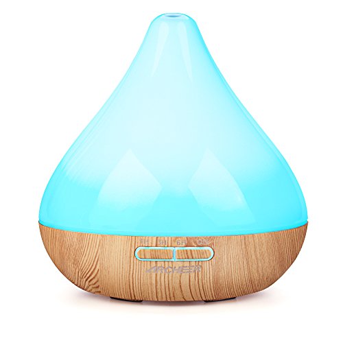 Essential Oil Diffuser ARCHEER Cool Mist Humidifier Ultrasonic Aroma Diffuser 300ml Cool Mist Humidifier with 7 color LED Night Light for Office Home Bedroom Living Room Study Yoga Spa, Wood Grain