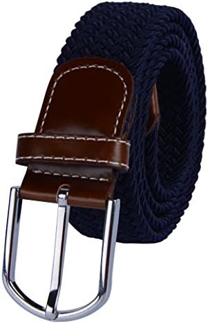 Fashion Men Women Dark Navy Stretch Belt Waistband with Sliver Buckle CC0106-2