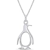 Penguin Pendant Necklace for Women, 14K Gold Over 925 Sterling Silver, Cute Animal Charm Jewelry with 18" Chain, Unique Gift for Her